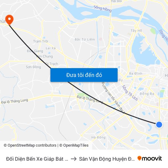 Đối Diện Bến Xe Giáp Bát - Giải Phóng to Sân Vận Động Huyện Đan Phượng map