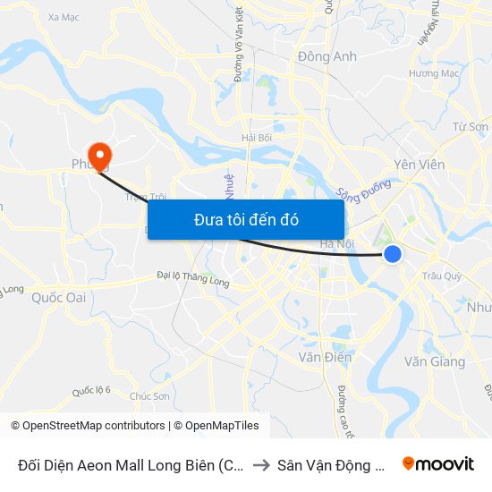 Đối Diện Aeon Mall Long Biên (Cột Điện T4a/2a-B Đường Cổ Linh) to Sân Vận Động Huyện Đan Phượng map