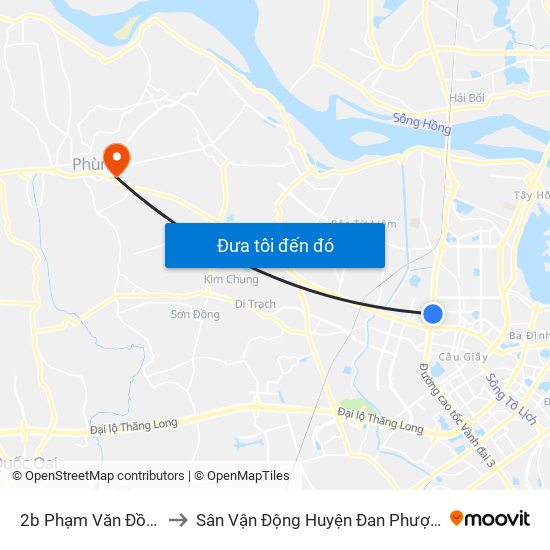 2b Phạm Văn Đồng to Sân Vận Động Huyện Đan Phượng map