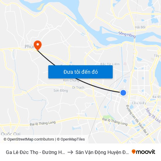 Ga Lê Đức Thọ - Đường Hồ Tùng Mậu to Sân Vận Động Huyện Đan Phượng map