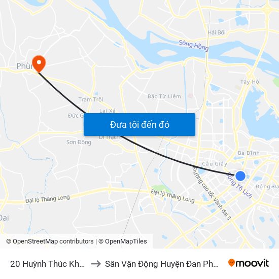 20 Huỳnh Thúc Kháng to Sân Vận Động Huyện Đan Phượng map
