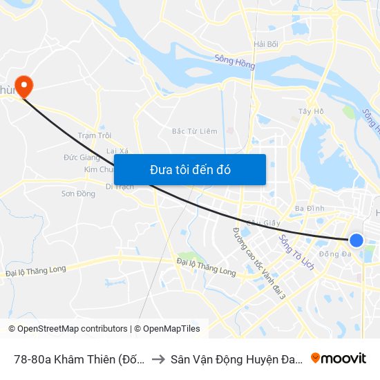 78-80a Khâm Thiên (Đối Diện 71) to Sân Vận Động Huyện Đan Phượng map