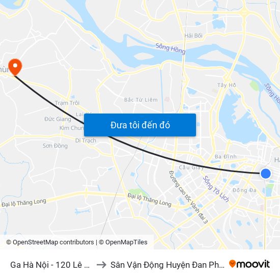 Ga Hà Nội - 120 Lê Duẩn to Sân Vận Động Huyện Đan Phượng map