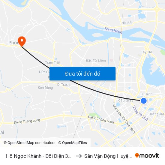 Hồ Ngọc Khánh - Đối Diện 37 Nguyễn Chí Thanh to Sân Vận Động Huyện Đan Phượng map