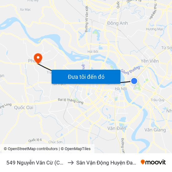 549 Nguyễn Văn Cừ (Cột Trước) to Sân Vận Động Huyện Đan Phượng map