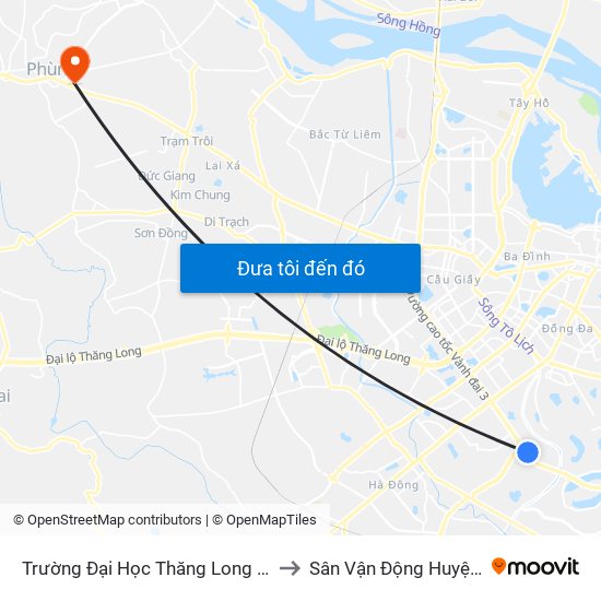 Trường Đại Học Thăng Long - Nghiêm Xuân Yêm to Sân Vận Động Huyện Đan Phượng map