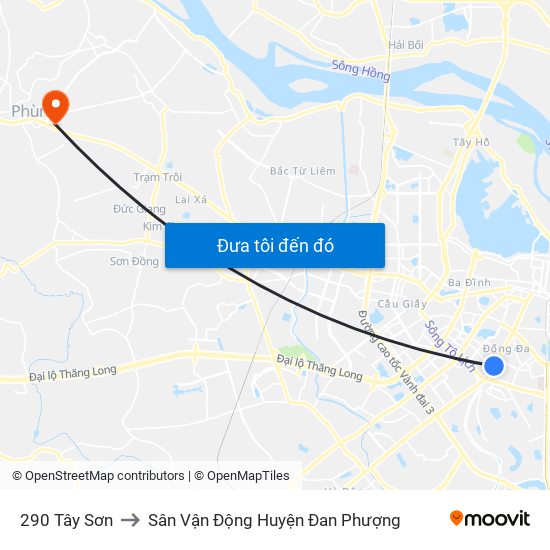 290 Tây Sơn to Sân Vận Động Huyện Đan Phượng map