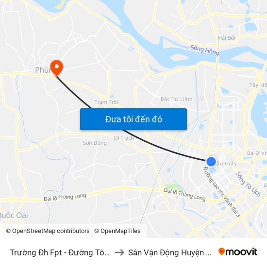 Trường Đh Fpt - Đường Tôn Thất Thuyết to Sân Vận Động Huyện Đan Phượng map