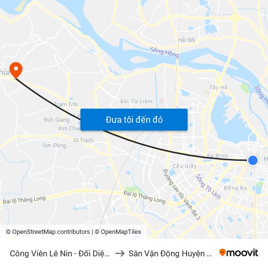 Công Viên Lê Nin - Đối Diện 35 Trần Phú to Sân Vận Động Huyện Đan Phượng map
