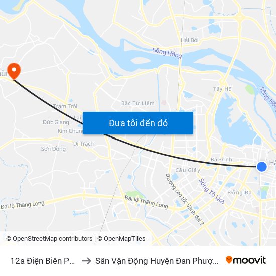 12a Điện Biên Phủ to Sân Vận Động Huyện Đan Phượng map