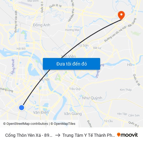 Cổng Thôn Yên Xá - 89 Cầu Bươu to Trung Tâm Y Tế Thành Phố Bắc Ninh map