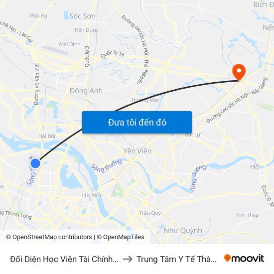 Đối Diện Học Viện Tài Chính - Đường Đức Thắng to Trung Tâm Y Tế Thành Phố Bắc Ninh map