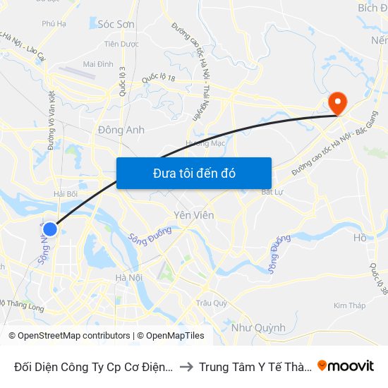 Đối Diện Công Ty Cp Cơ Điện Hn- Đường Đức Thắng to Trung Tâm Y Tế Thành Phố Bắc Ninh map