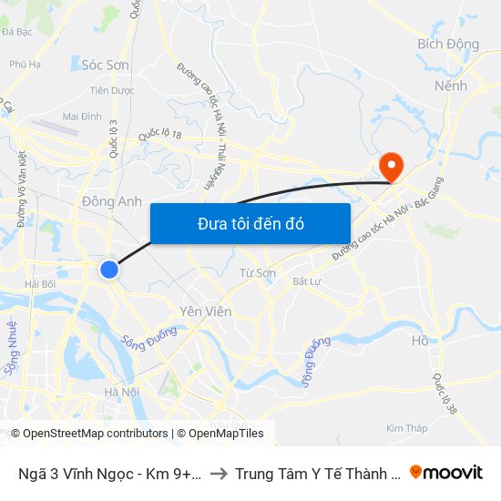 Ngã 3 Vĩnh Ngọc - Km 9+230 Quốc Lộ 3 to Trung Tâm Y Tế Thành Phố Bắc Ninh map