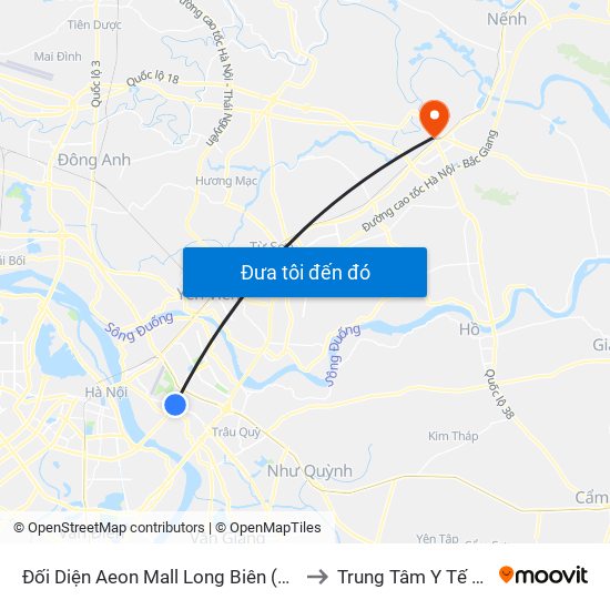 Đối Diện Aeon Mall Long Biên (Cột Điện T4a/2a-B Đường Cổ Linh) to Trung Tâm Y Tế Thành Phố Bắc Ninh map