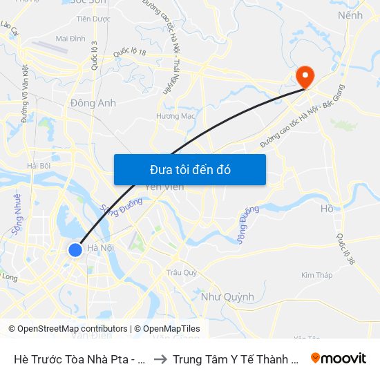 Hè Trước Tòa Nhà Pta - Số 1 Kim Mã to Trung Tâm Y Tế Thành Phố Bắc Ninh map