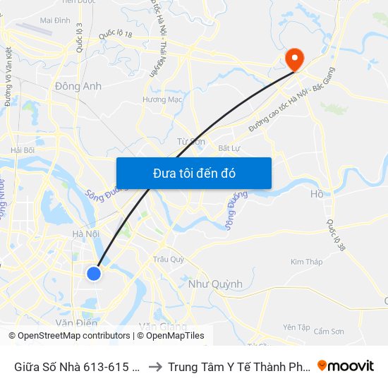 Giữa Số Nhà 613-615 Kim Ngưu to Trung Tâm Y Tế Thành Phố Bắc Ninh map