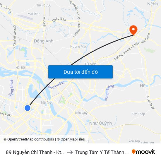 89 Nguyễn Chí Thanh - Ktx Đại Học Luật to Trung Tâm Y Tế Thành Phố Bắc Ninh map