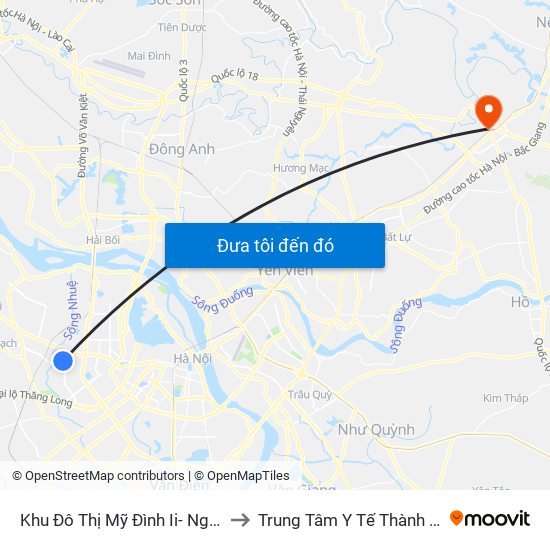Khu Đô Thị Mỹ Đình Ii- Nguyễn Cơ Thạch to Trung Tâm Y Tế Thành Phố Bắc Ninh map