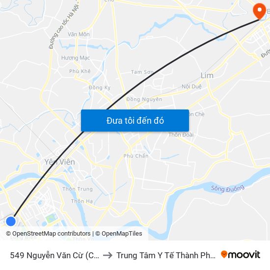 549 Nguyễn Văn Cừ (Cột Trước) to Trung Tâm Y Tế Thành Phố Bắc Ninh map