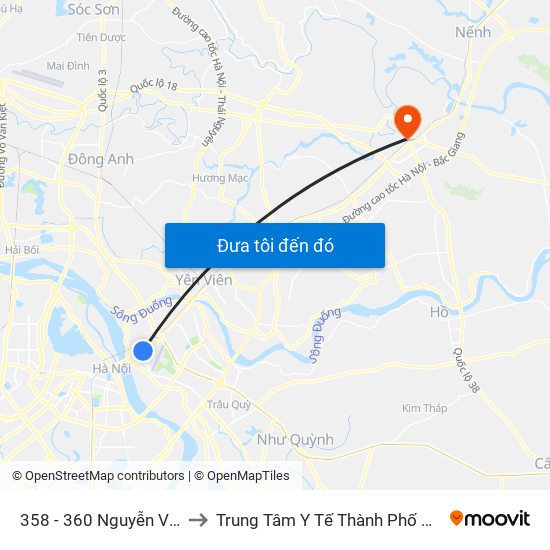 358 - 360 Nguyễn Văn Cừ to Trung Tâm Y Tế Thành Phố Bắc Ninh map
