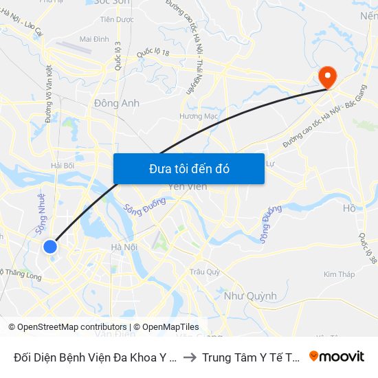 Nhà Máy Nước Mai Dịch - Phạm Hùng to Trung Tâm Y Tế Thành Phố Bắc Ninh map