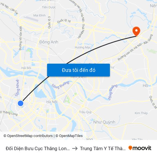 Đối Diện Bưu Cục Thăng Long - Đường Phạm Hùng to Trung Tâm Y Tế Thành Phố Bắc Ninh map