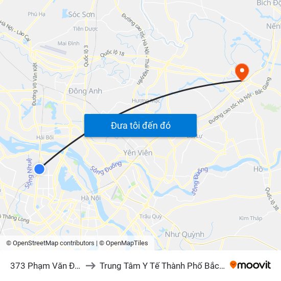 373 Phạm Văn Đồng to Trung Tâm Y Tế Thành Phố Bắc Ninh map