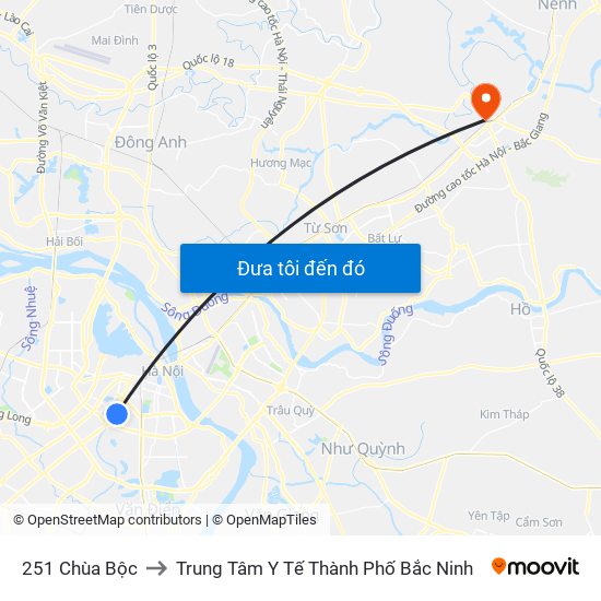 251 Chùa Bộc to Trung Tâm Y Tế Thành Phố Bắc Ninh map