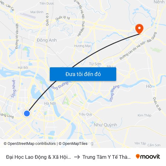 Đại Học Lao Động & Xã Hội - 43 Trần Duy Hưng to Trung Tâm Y Tế Thành Phố Bắc Ninh map