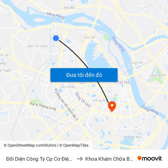 Đối Diện Công Ty Cp Cơ Điện Hn- Đường Đức Thắng to Khoa Khám Chữa Bệnh Theo Yêu Cầu map