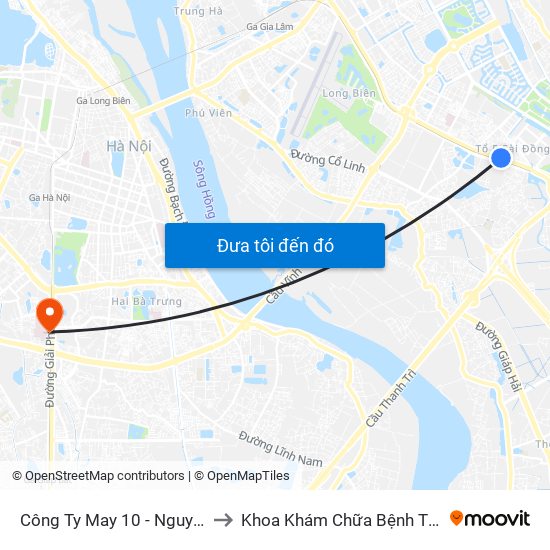 Công Ty May 10 - Nguyễn Văn Linh to Khoa Khám Chữa Bệnh Theo Yêu Cầu map