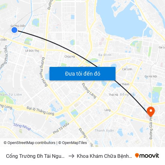 Cổng Trường Đh Tài Nguyên Môi Trường to Khoa Khám Chữa Bệnh Theo Yêu Cầu map