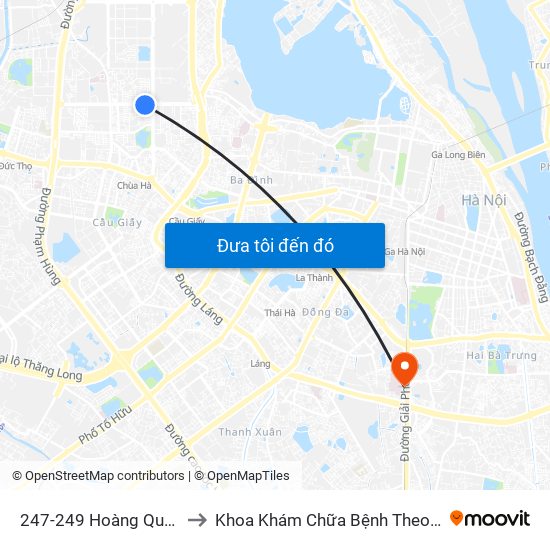 247-249 Hoàng Quốc Việt to Khoa Khám Chữa Bệnh Theo Yêu Cầu map