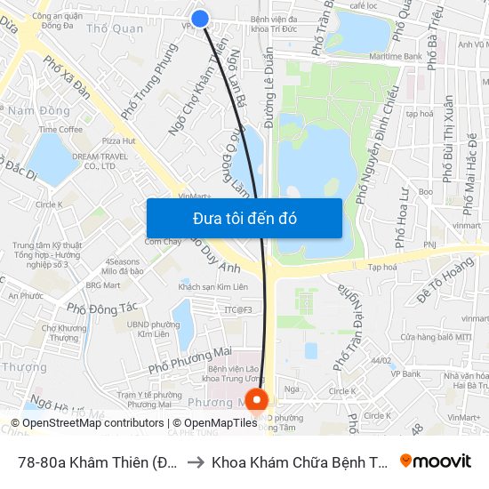 78-80a Khâm Thiên (Đối Diện 71) to Khoa Khám Chữa Bệnh Theo Yêu Cầu map