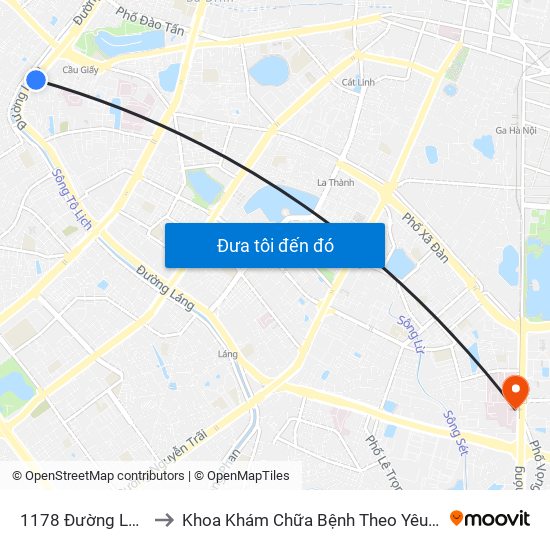 1178 Đường Láng to Khoa Khám Chữa Bệnh Theo Yêu Cầu map