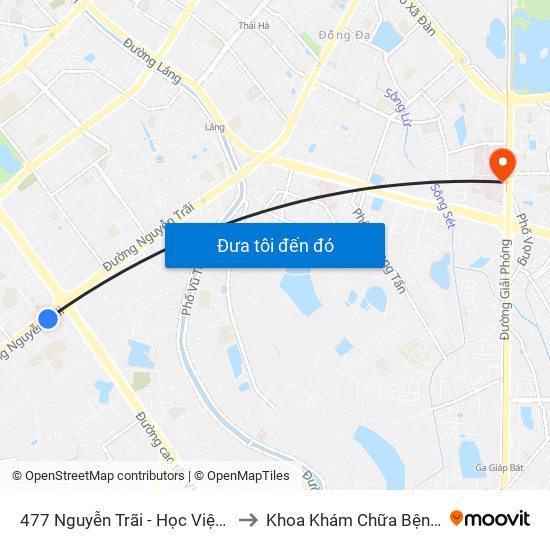 477 Nguyễn Trãi - Học Viện Khoa Học Xã Hội to Khoa Khám Chữa Bệnh Theo Yêu Cầu map