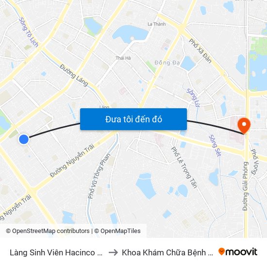 Làng Sinh Viên Hacinco - Nguyễn Tuân to Khoa Khám Chữa Bệnh Theo Yêu Cầu map