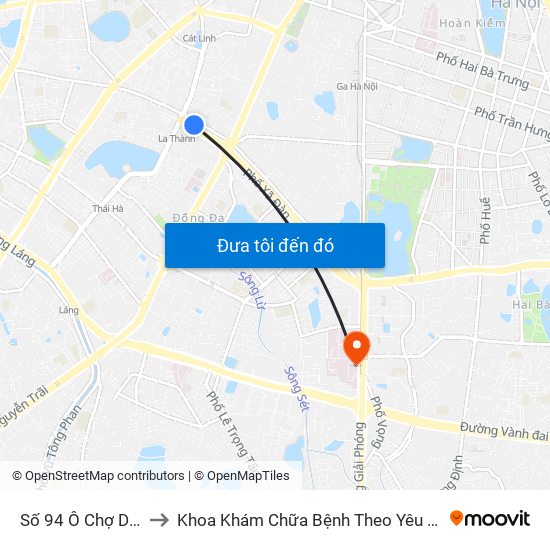 Số 94 Ô Chợ Dừa to Khoa Khám Chữa Bệnh Theo Yêu Cầu map