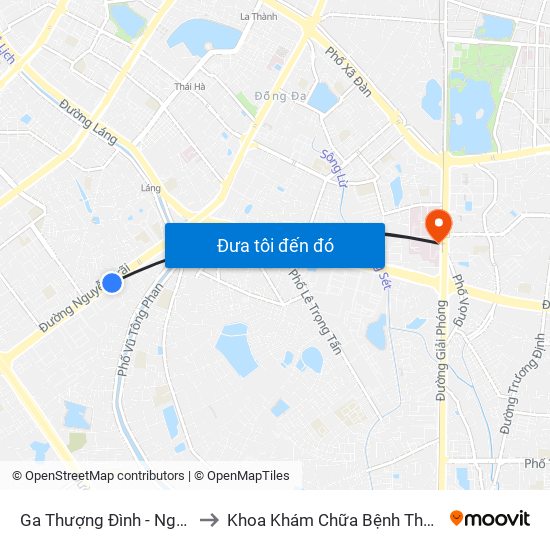 Ga Thượng Đình - Nguyễn Trãi to Khoa Khám Chữa Bệnh Theo Yêu Cầu map