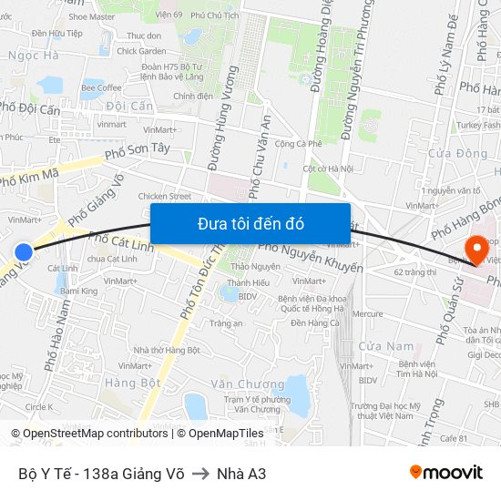 Bộ Y Tế - 138a Giảng Võ to Nhà A3 map