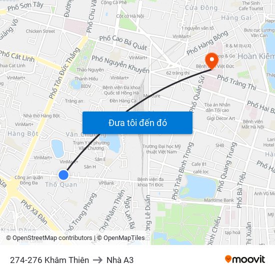 274-276 Khâm Thiên to Nhà A3 map