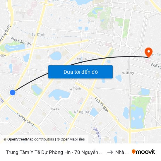 Trung Tâm Y Tế Dự Phòng Hn - 70 Nguyễn Chí Thanh to Nhà A3 map