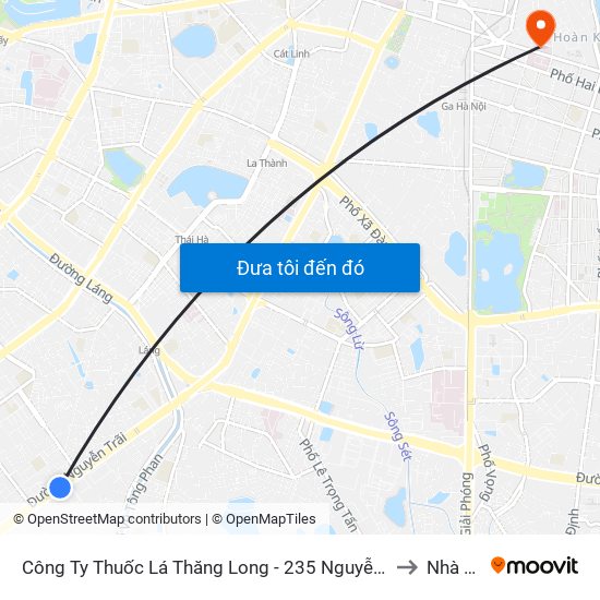 Công Ty Thuốc Lá Thăng Long - 235 Nguyễn Trãi to Nhà A3 map