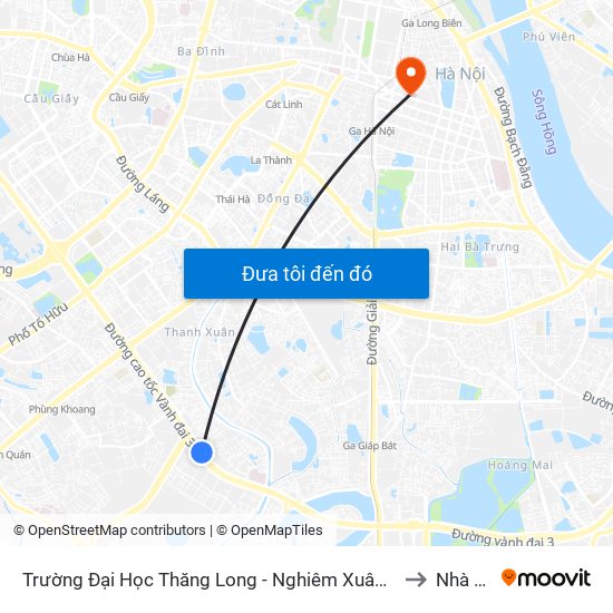 Trường Đại Học Thăng Long - Nghiêm Xuân Yêm to Nhà A3 map