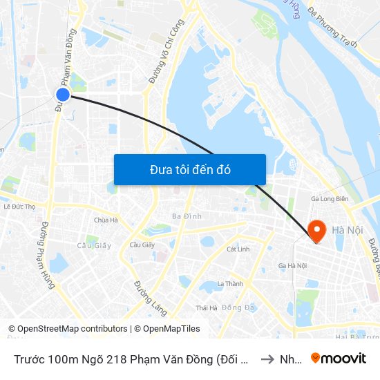 Trước 100m Ngõ 218 Phạm Văn Đồng (Đối Diện Công Viên Hòa Bình) to Nhà A3 map