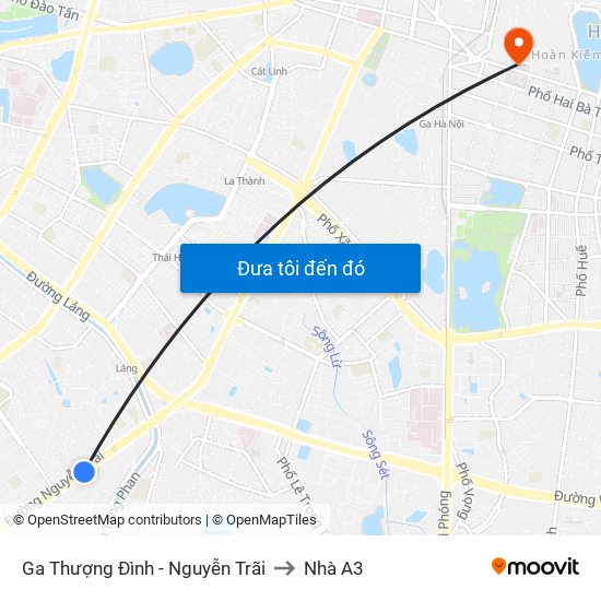 Ga Thượng Đình - Nguyễn Trãi to Nhà A3 map