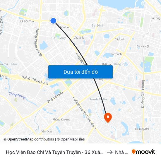 Học Viện Báo Chí Và Tuyên Truyền - 36 Xuân Thủy to Nhà S5 map