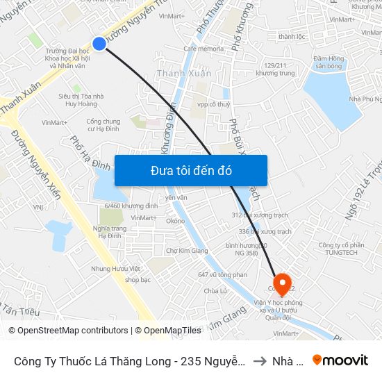 Công Ty Thuốc Lá Thăng Long - 235 Nguyễn Trãi to Nhà S5 map