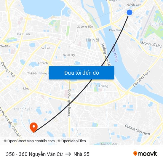 358 - 360 Nguyễn Văn Cừ to Nhà S5 map